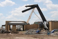 Back side - Yes, the tornado left it like this with the beams folded up