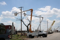 Notice the line of electrical workers - I can't begin to know how many hours they have worked this week