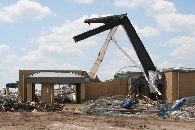 Back side - Yes, the tornado left it like this with the beams folded up