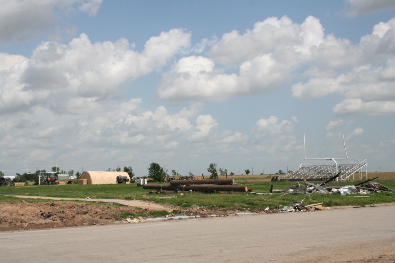 High school football field that was completely covered with the National Guard is now empty