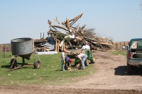 Barn behind is leveled