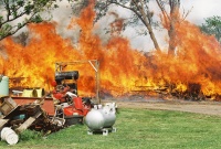 One of many burn piles also ignited