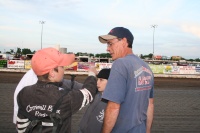 Discussing the race with his Dad