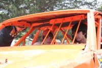The boys checking out the cockpit