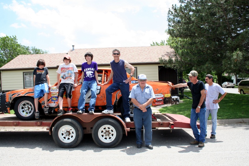 The Boys Check out the Race Car.  Sara and I make them pose!