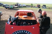 Working on the car in the pits